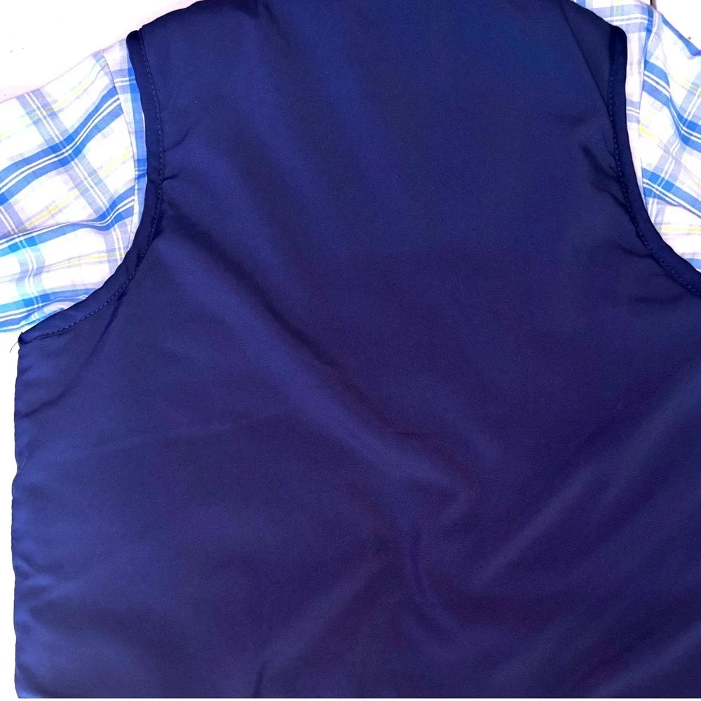 Nautica Levi's Boys 3 Piece Vest Plaid Shirt Jeans Set Size 5 Blue Excellent